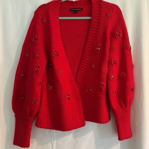 Boston Proper Red Gem Cardigan